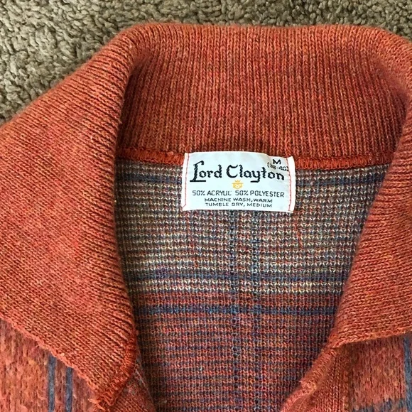 Vintage Plaid Lord Clayton Cardigan, Size M - Picture 5 of 5